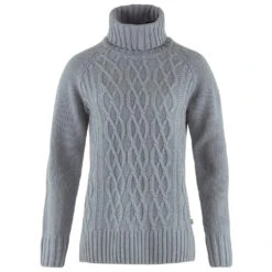 FJÄLLRÄVEN Women's Övik Cable Knit Roller Neck - Wollen Trui -Fjällräven fjaellraeven womens oevik cable knit roller neck wollen trui 1